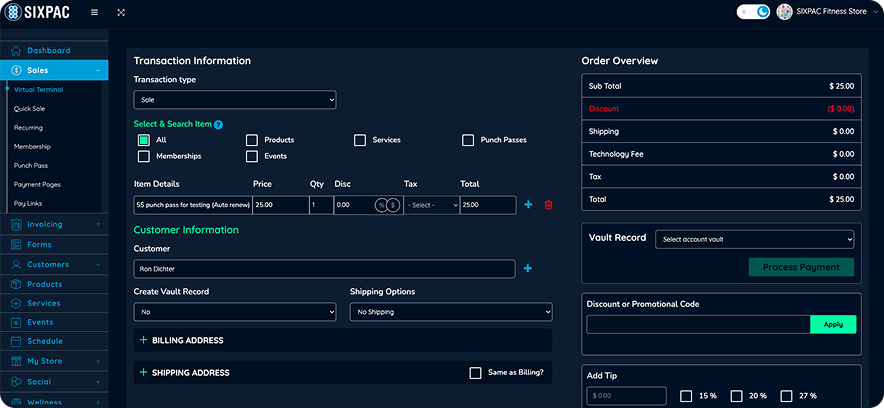 Business dashboard